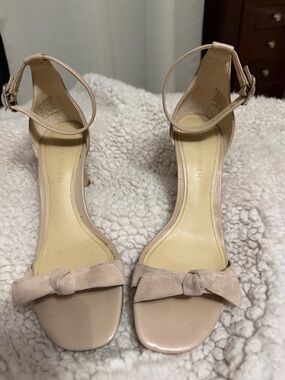 Marc Fisher Nude Bow Ankle-Strap Heels